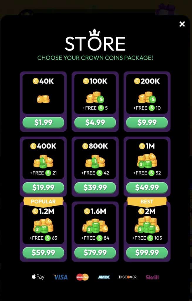 Crown Coins Store Coins