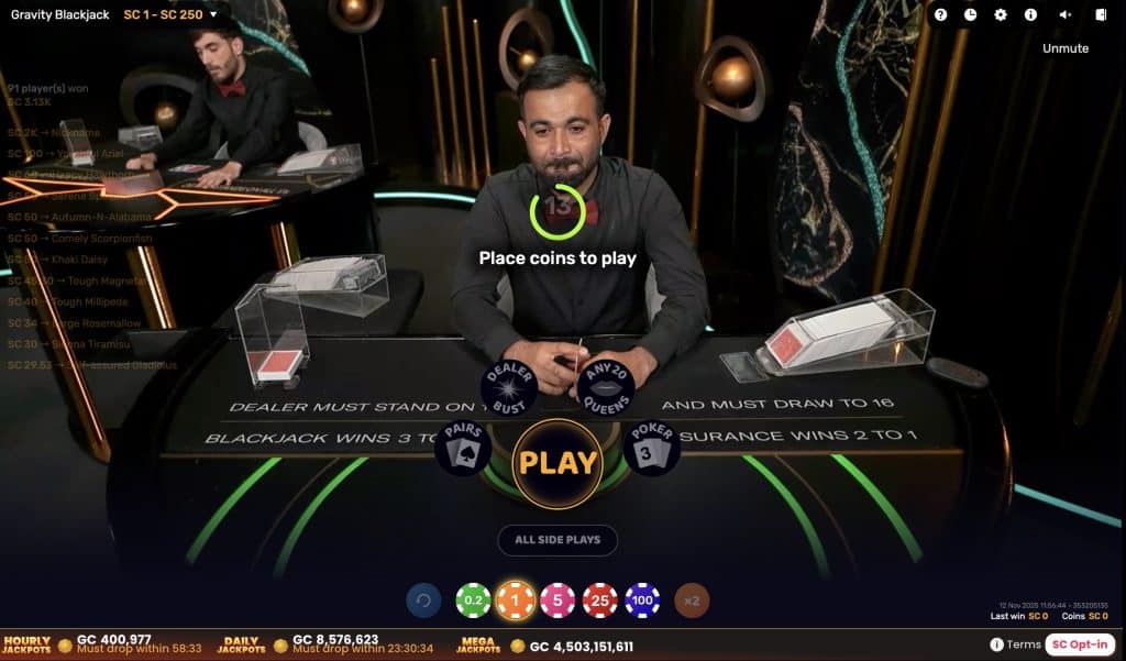 Gravity Blackjack by ICONIC 21 at Mega Bonanza